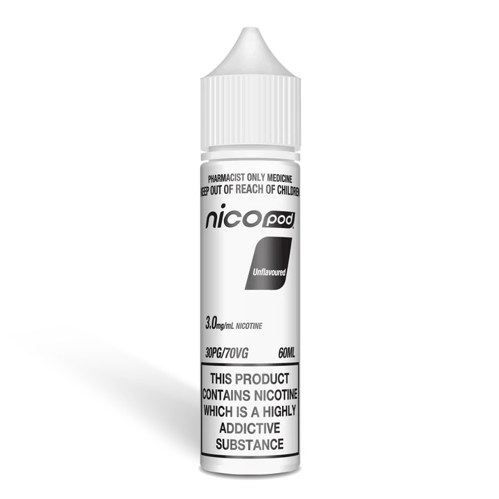 NICOPOD UNFLAVOURED FREEBASE 0, 3, 6, 9, 12, 18mg/ml (60ML BOTTLE)