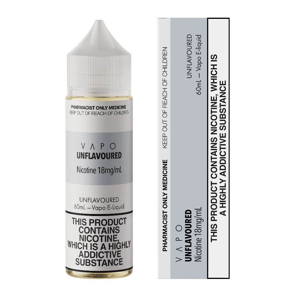 VAPO - E Liquid Unflavoured 18mg 60ml Freebase