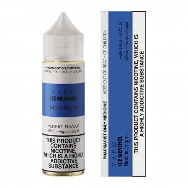 VAPO - E Liquid Ice Menthol 60ml Freebase 3, 6, 9, 12 & 18mg
