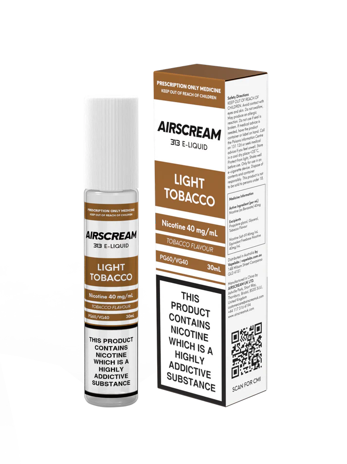 AIRSCREAM 313 LIGHT TOBACCO NICOTINE SALTS (30ML BOTTLE) - S3