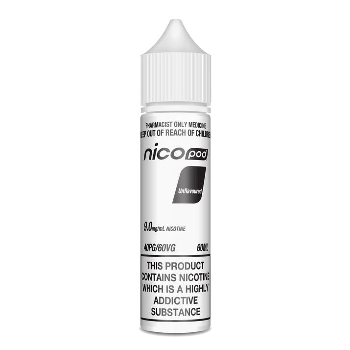 NICOPOD UNFLAVOURED FREEBASE 0, 3,   6, 9, 12, 18mg/ml (60ML BOTTLE)