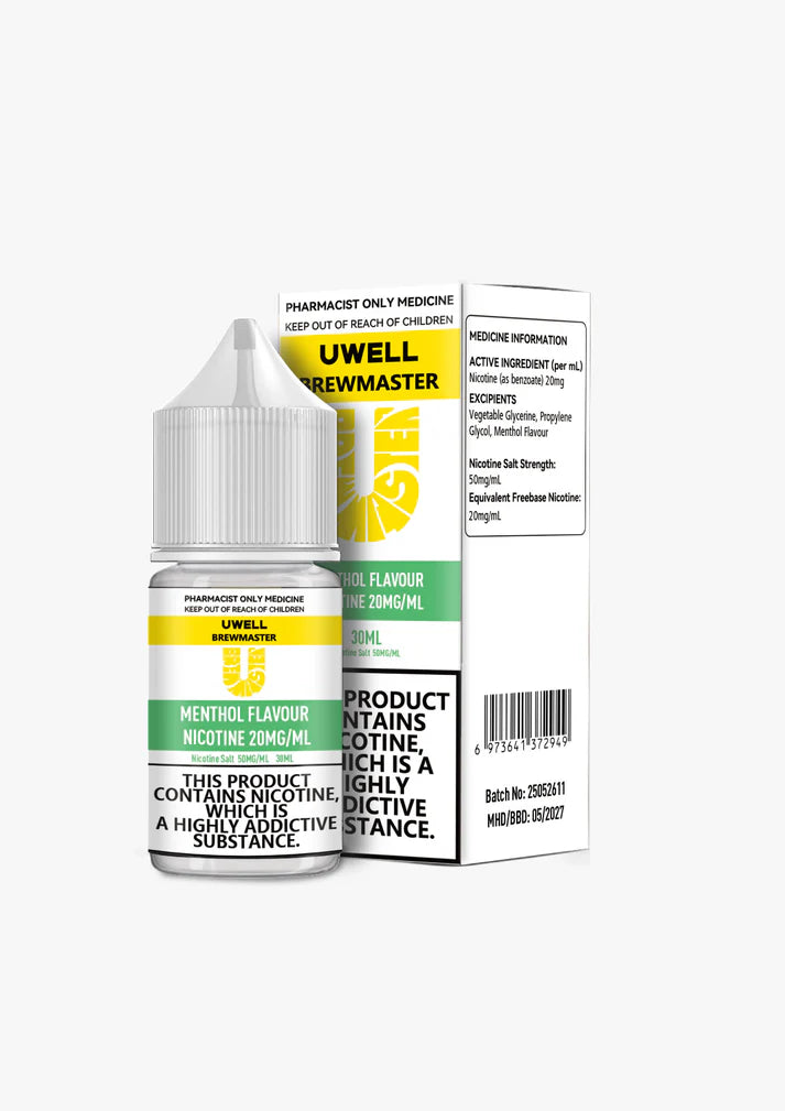 UWELL BREWMASTER MENTHOL NICOTINE SALTS 25/50mg (30ML BOTTLE)